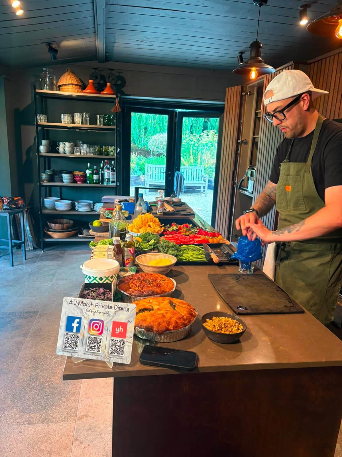 Ash preparing a private dining meal in a client’s kitchen